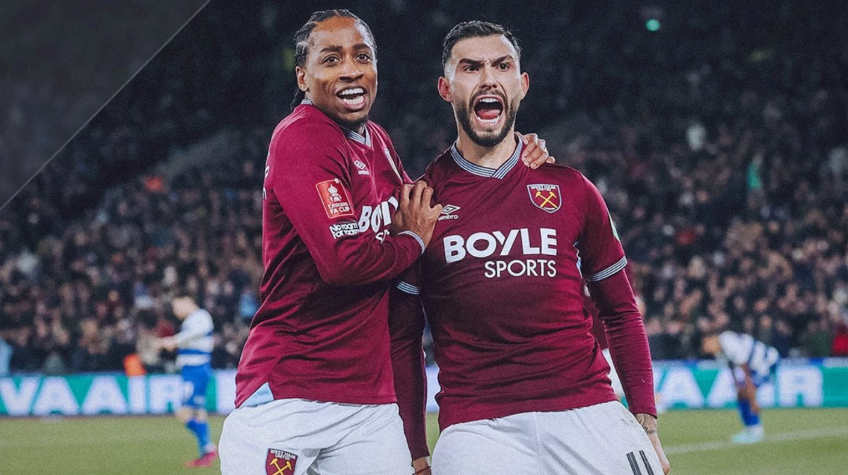 Foto:@WestHam. El mendocino Taty Castellanos metió un cabezazo inatajable para el 2-1 de West Ham