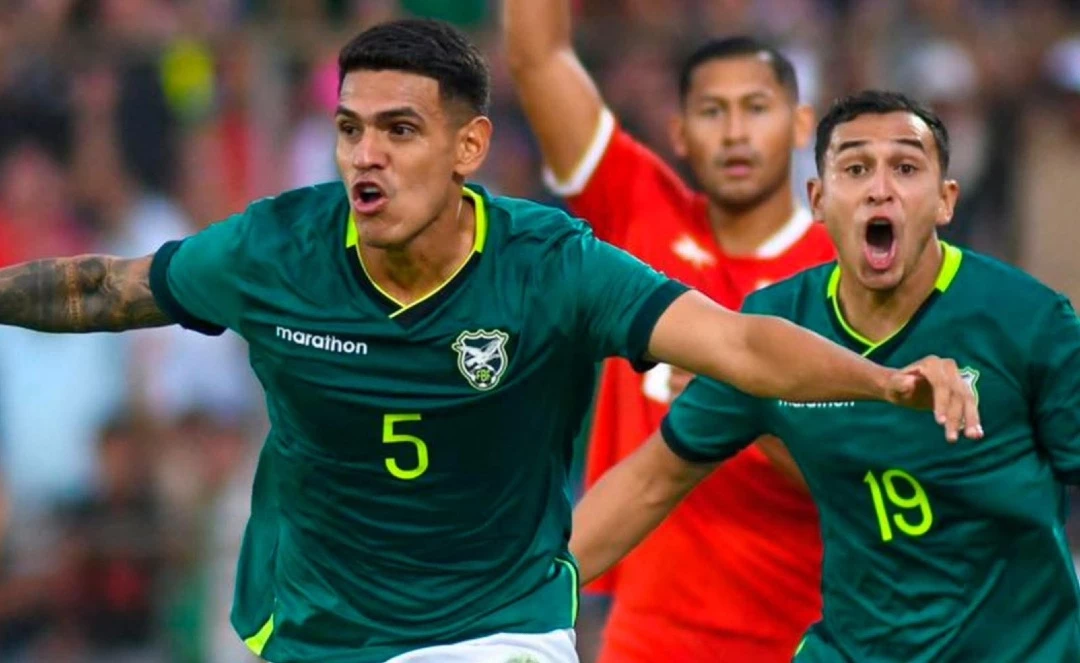 Foto: Prensa FBF. El defensor Richet Gómez festeja el tanto que obtuvo para el empate de Bolivia ante Panamá (1-1)