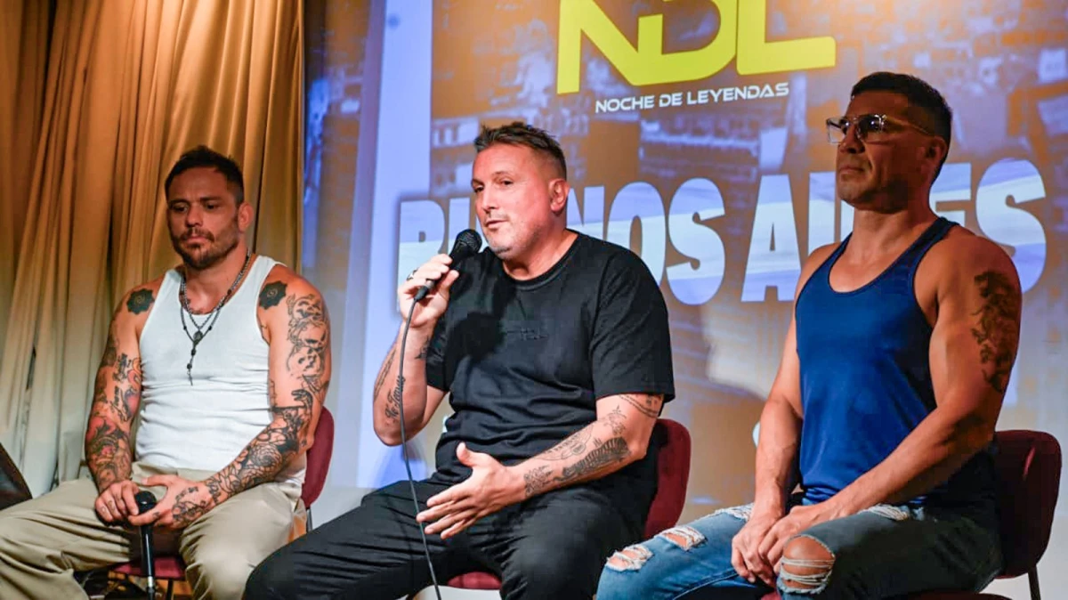 Nicolás “Picante” Ryske, &nbsp;Cristian “La Serpiente” Bosch y Sergio “Maravilla” Martínez, en la presentación de la Noche de Leyendas que se disputará el 11 de abril en Buenos Aires | Foto: Camila Godoy&nbsp;