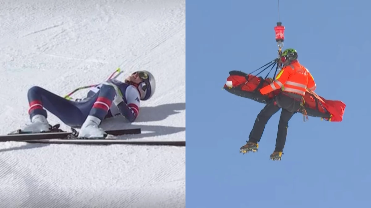 La caída y posterior rescate de Vonn. Foto: Captura TV.