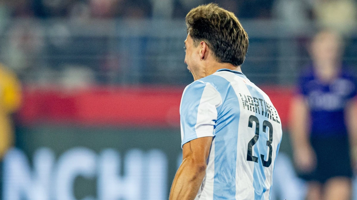 Lucas Martínez celebra su gol en la derrota ante Bèlgica. foto: @cah.