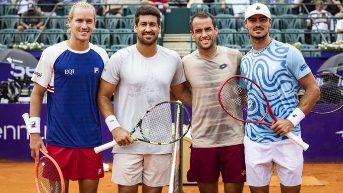 Los brasileños Matos y Luz se quedaron con el título de dobles del Argentina Open, al vencer en la final a los argentinos Kicker y Collarini. Foto: @iebmasargopen