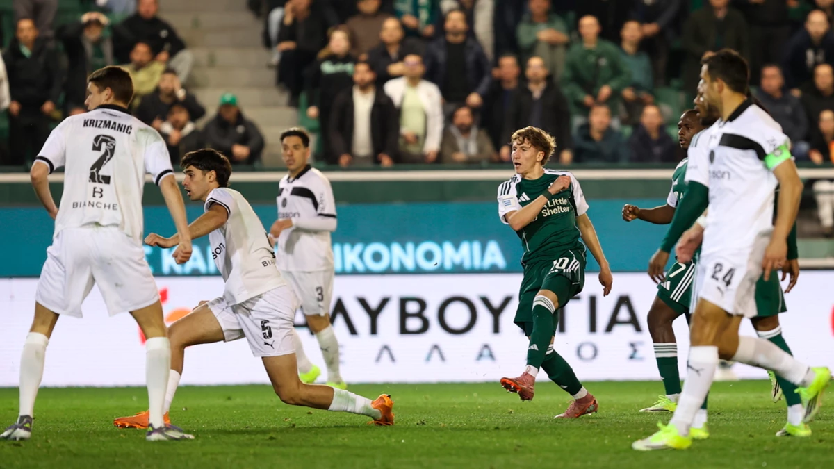 Foto:@paofc_ El mendocino Santino Andino marcó su primera conquista con la camiseta del Panathinaikos en el fútbol griego