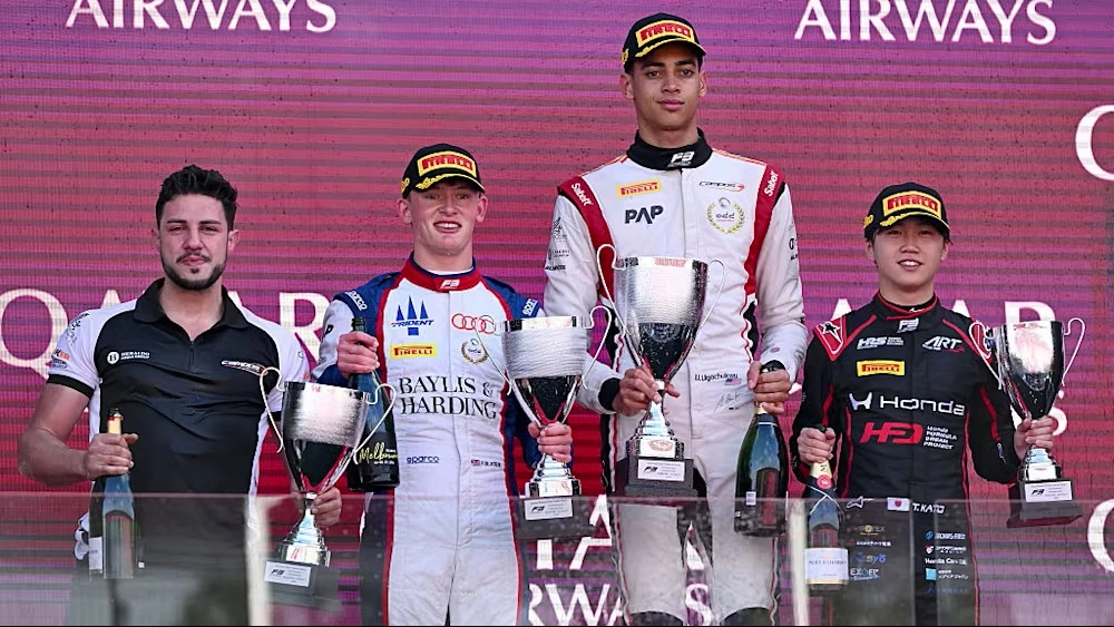 Foto: Prensa Fórmula 3. El primer podio del 2026 con el norteamericano Ugochukwu como ganador