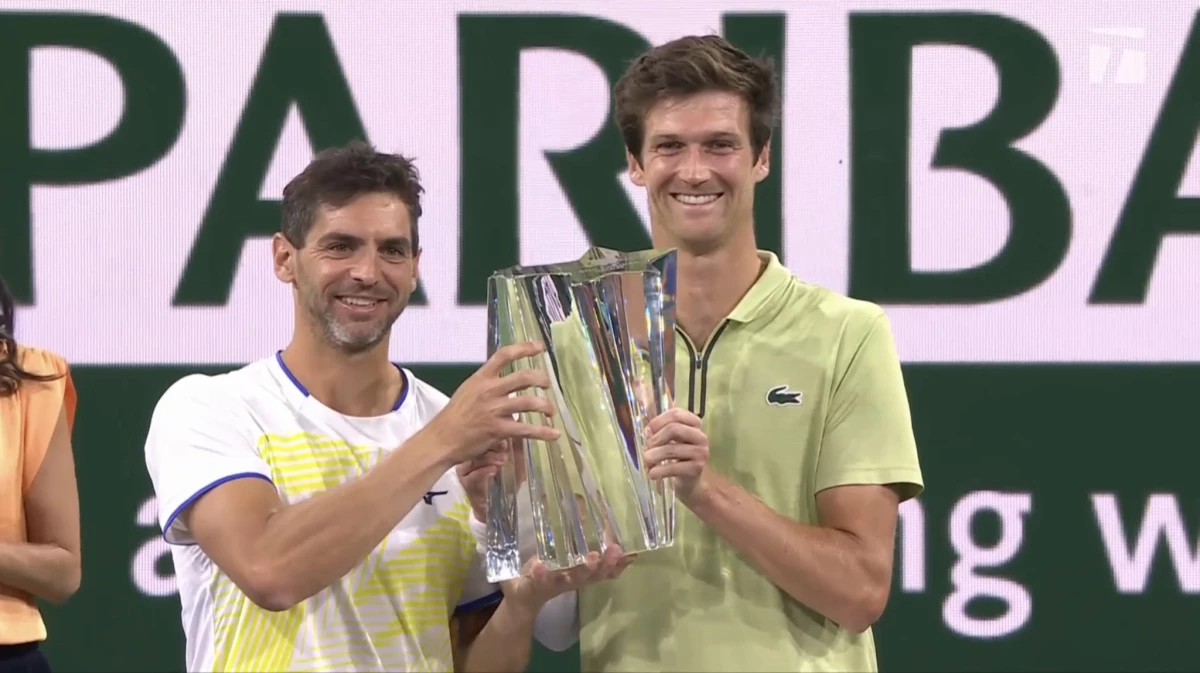 Foto:ATP Tour. El argentino Andreozzi, en compañía del francés Guinard, gritó campeón en dobles de Indian Wells