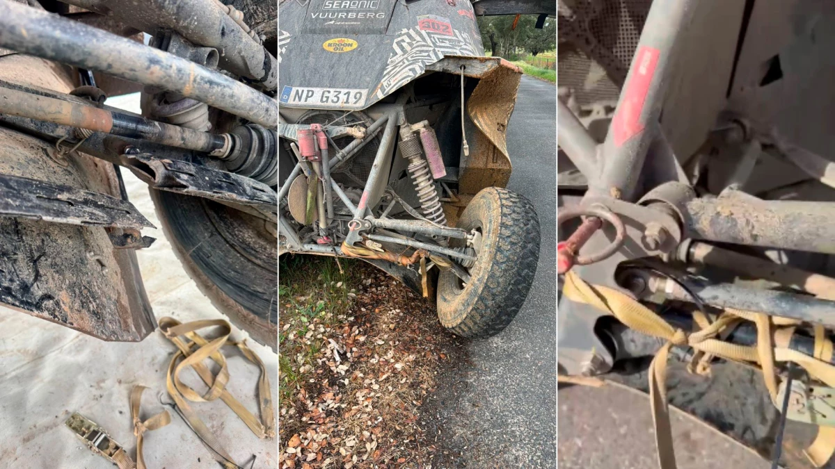 El auto de Puck Klaassen y Augusto Sanz durante la Etapa 1 del Rally de Portugal y su accidentada jornada | Foto: Gentileza&nbsp;