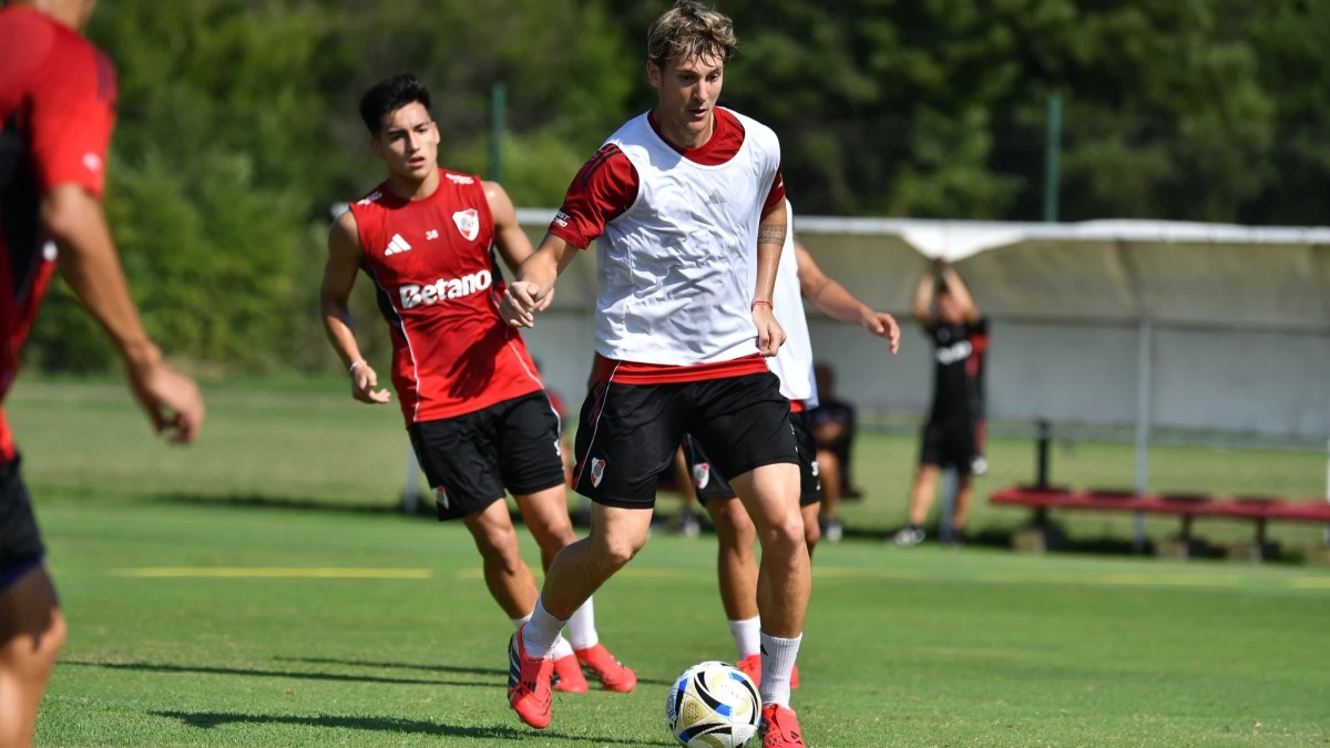Foto: River. Facundo Colidio viene muy bien en las prácticas y tiene chances de meterse en los 11 ante Belgrano el domingo.