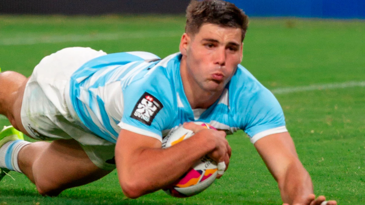 Foto: Los Pumas 7s estuvieron lejos del nivel de la primera jornada y sufrieron una dura derrota por 38 a o ante Sudáfrica