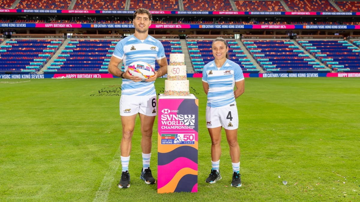 Santiago Mare y Paula Pedrozo, los capitanes argentinos. Foto: Alex Ho World Rugby