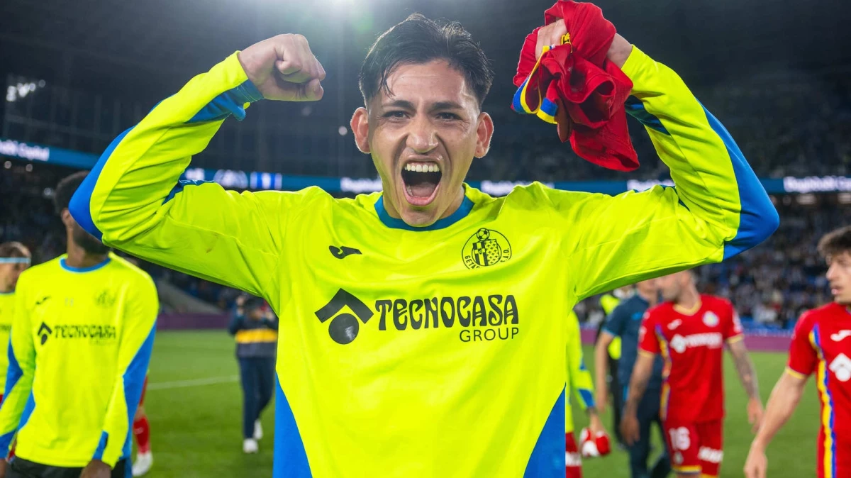 El ex Boca Juniors Luis Vazquez festeja la victoria de un Getafe en sorprendente campaña. foto: @getafefc.