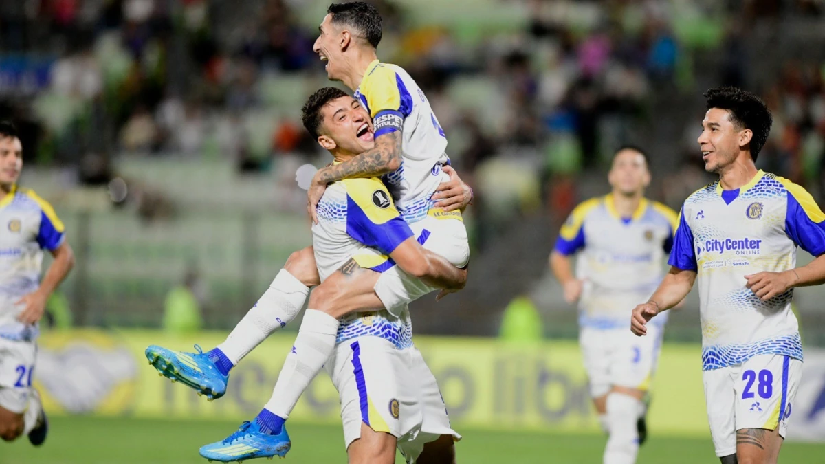 Foto: Di María celebra su primer gol en Copa Libertadores.