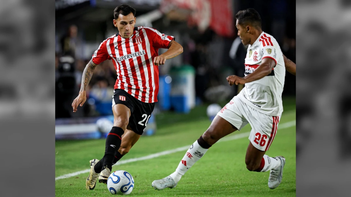 Foto: Eric Meza fue una de las figuras de Estudiantes ante Flamengo con sus proyecciones por el lateral derecho.