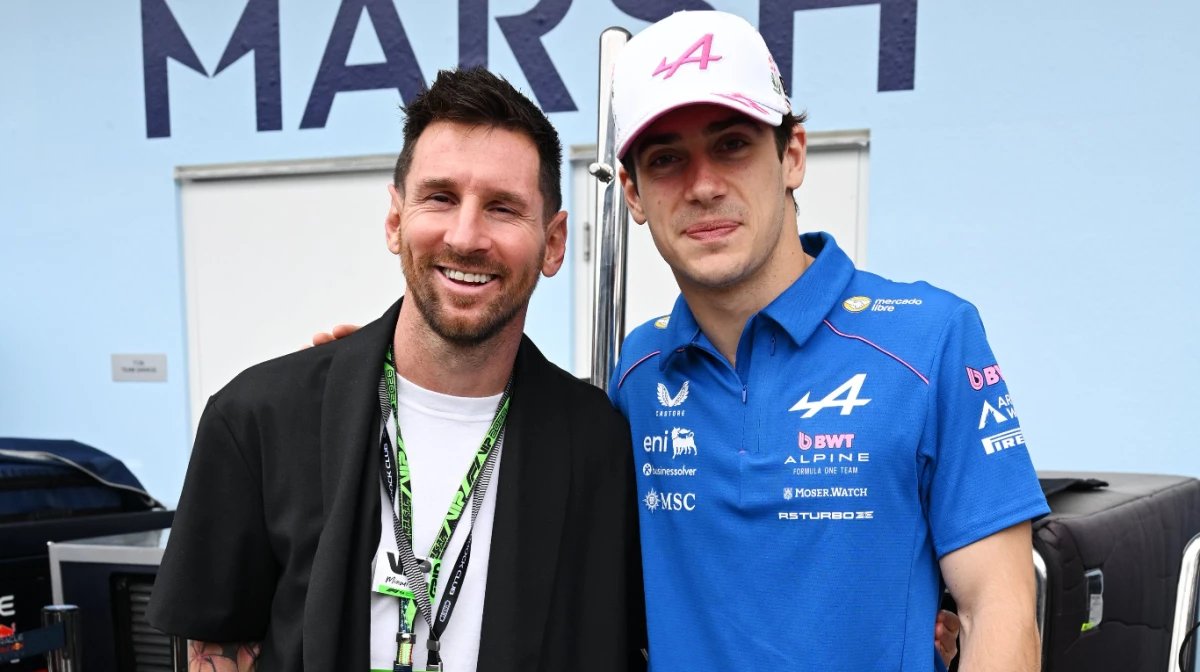 Colapinto y Messi en Miami (Foto: X@AlpineF1Team).