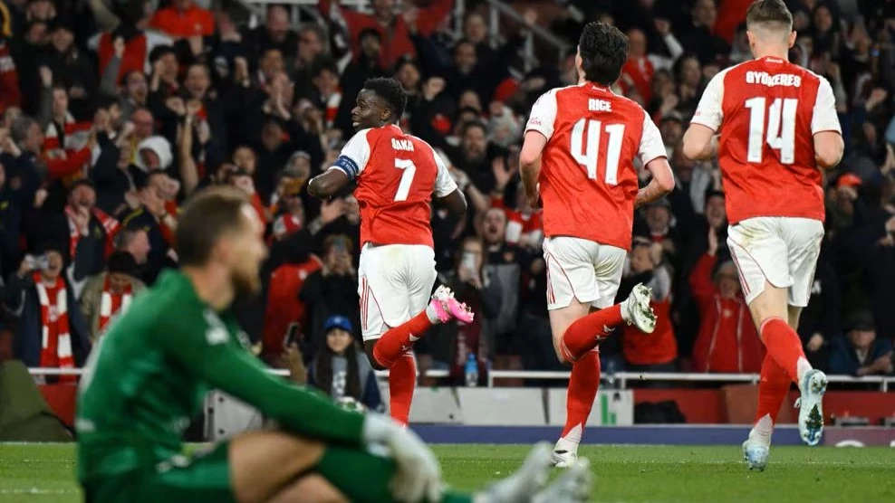 Foto: Saka acaba de marcar el gol que le dio a Arsenal el pasaje a la final de la Champions.