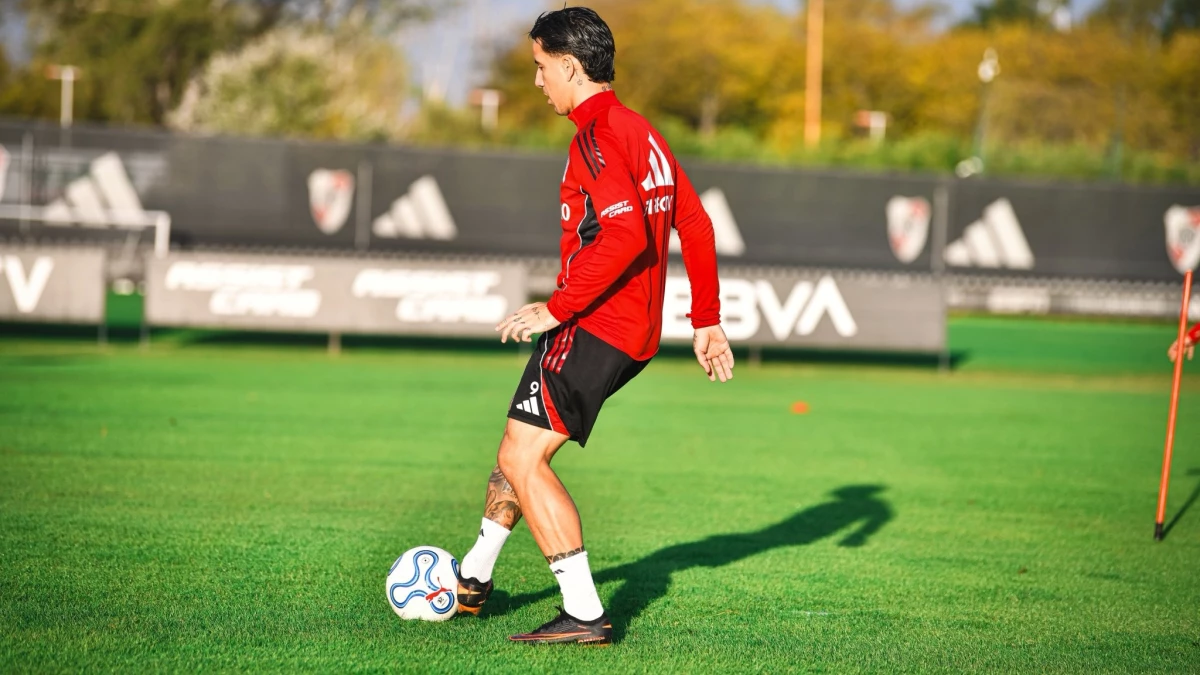 Foto: River. Seba Driussi que ya tiene el alta para jugar luego del desgarro no viaja y será titular el domingo con San Lorenzo.