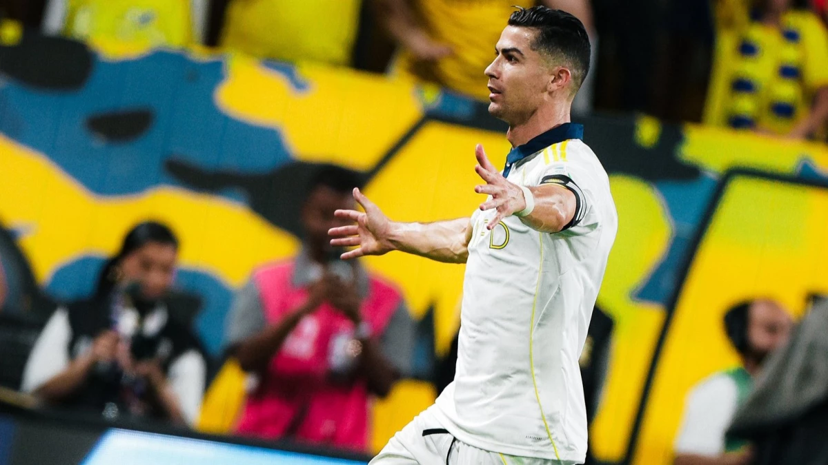 CR7 festeja después de su primer gol ante Damac. foto: @alnassr.