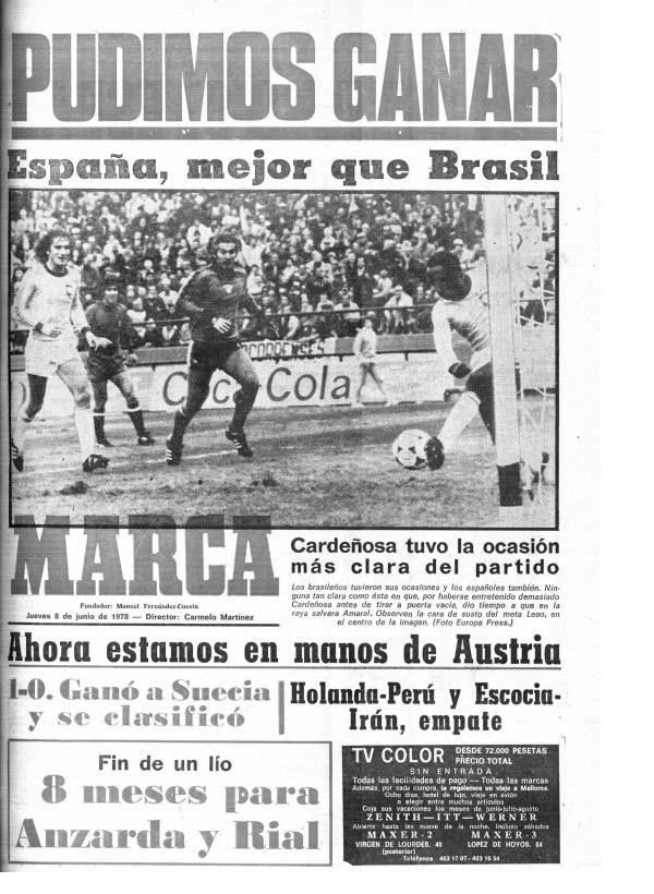 Uno de los diarios más influyentes de España, el Marca, con el registro del tiro fallado por el futbolista de La Roja | Foto: Marca
