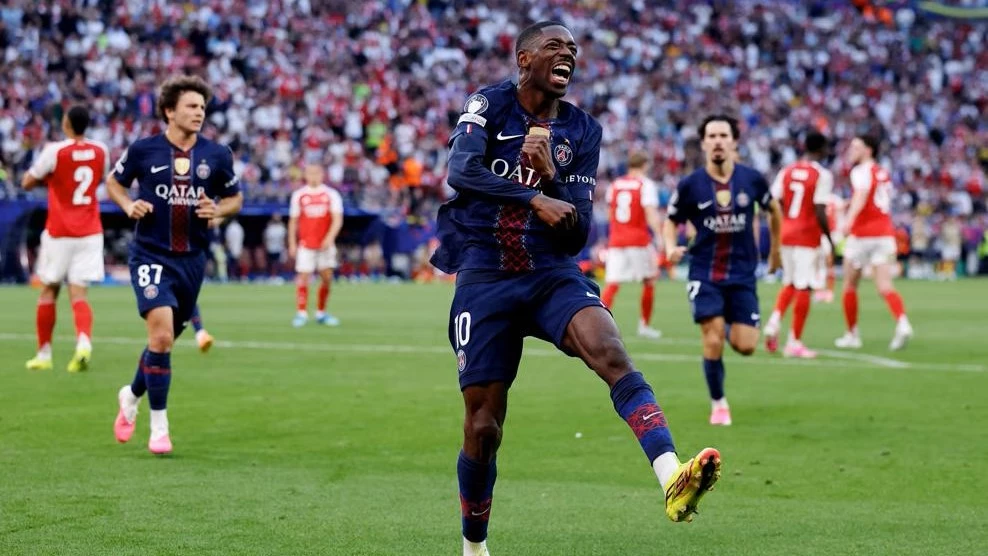 Dembele vibra con em empate del PSG. foto: @uefa.