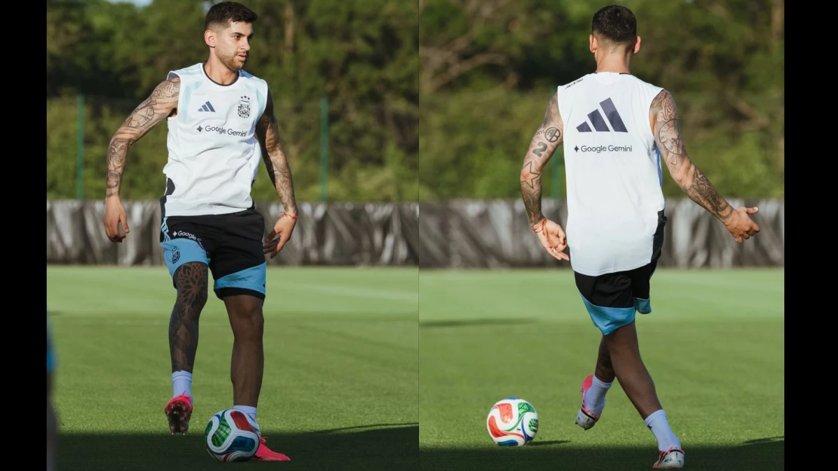 La primera imagen del Cuti Romero con pelota 50 días después de la lesión. Foto: Prensa AFA.