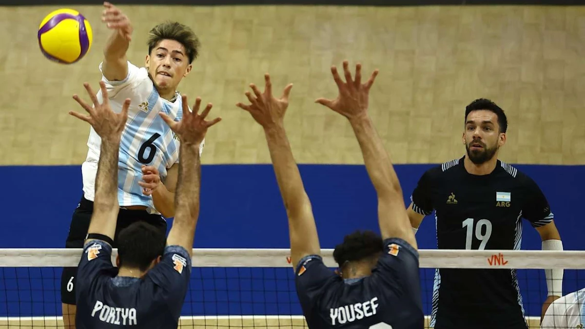 Foto: VNL. Germán Gómez, el opuesto argentino, fue uno de los máximos anotadores pero no alcanzó.