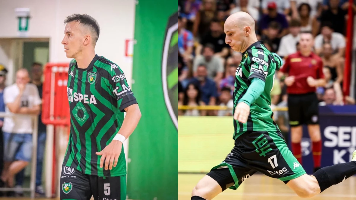 Maximiliano Rescia (izquierda) y Leandro Cuzzolino (derecha) son campeones en L84.Foto de Prensa de la Divisione CalcioA 5.