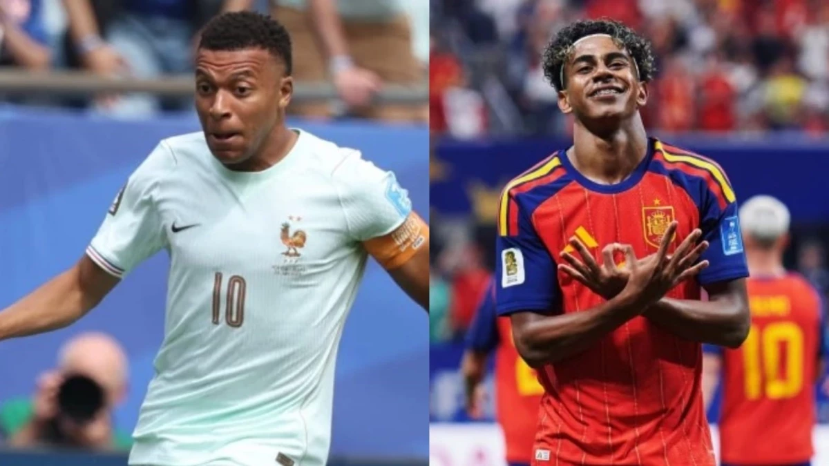 Foto: Mbappé y Yamal, las dos figuras más resplandecientes de Europa mano a mano.