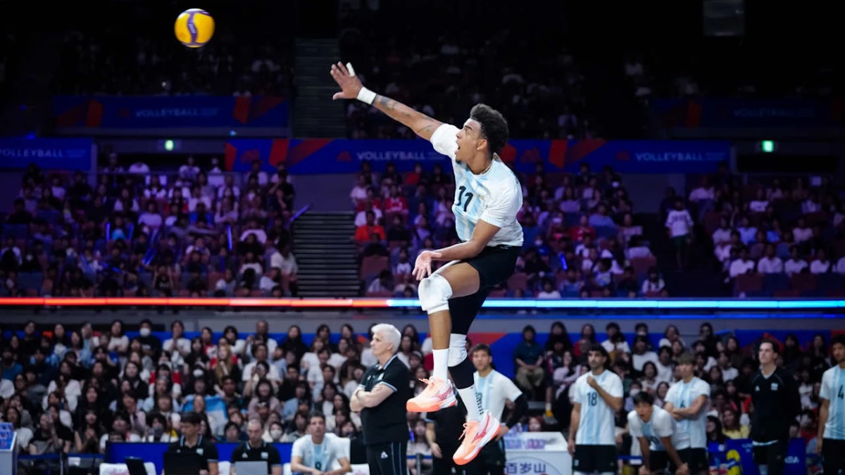 Foto: VNL. El ingreso de Armoa fue fundamental y no fue casual que haya sumado 16 puntos y haya cerrado el partido con un ace.