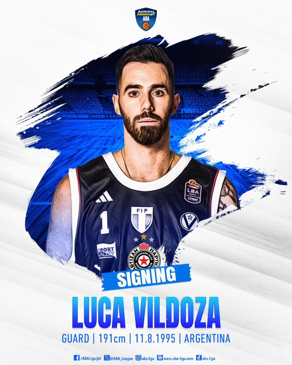 Foto:@PartizanBC. El acuerdo del base marplatense con su nuevo club será por dos temporadas