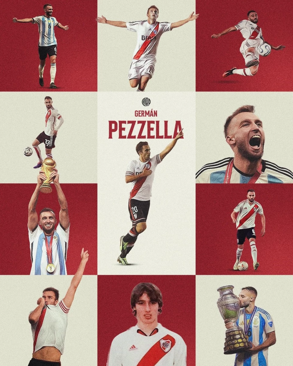 Foto: River saludó a Pezzella con un recorrido fotográfico por toda su carrera.
