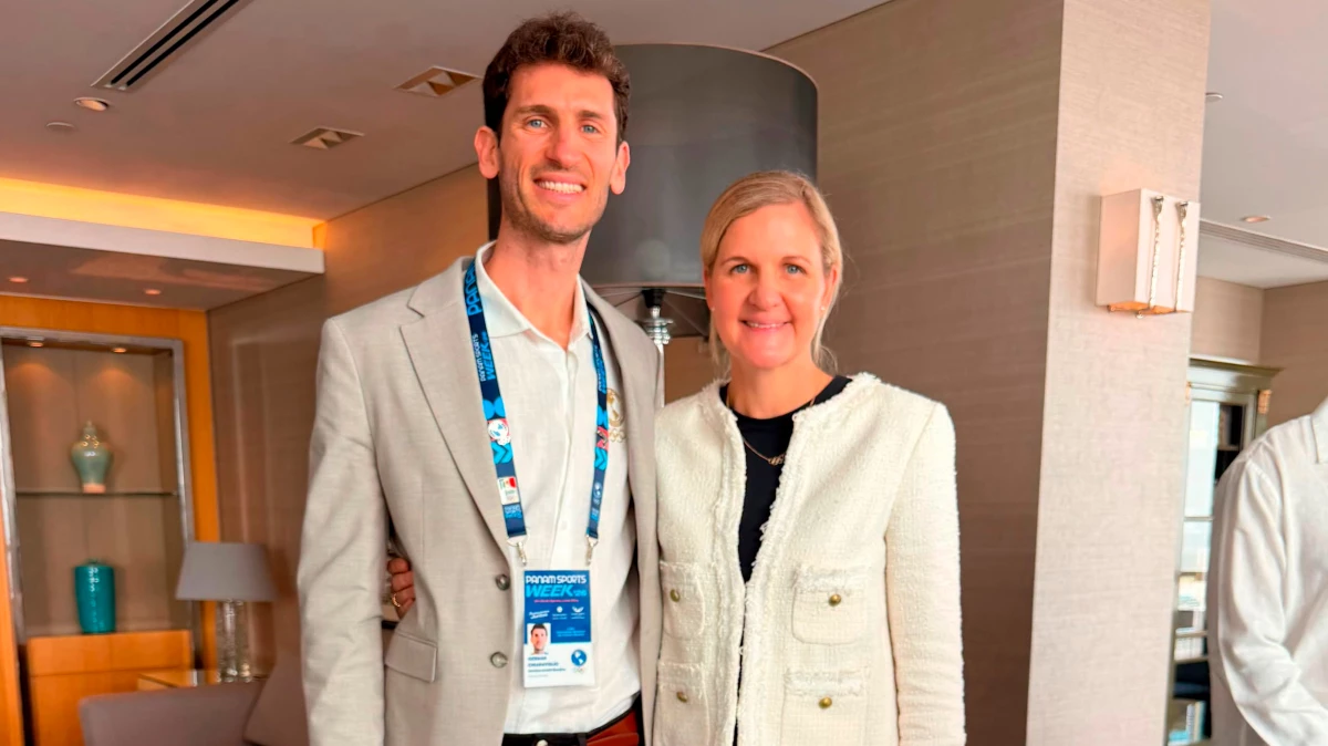 Chiaraviglio y una imagen junto a la presidenta del COI, Kirsty Coventry | Foto: PanamSports