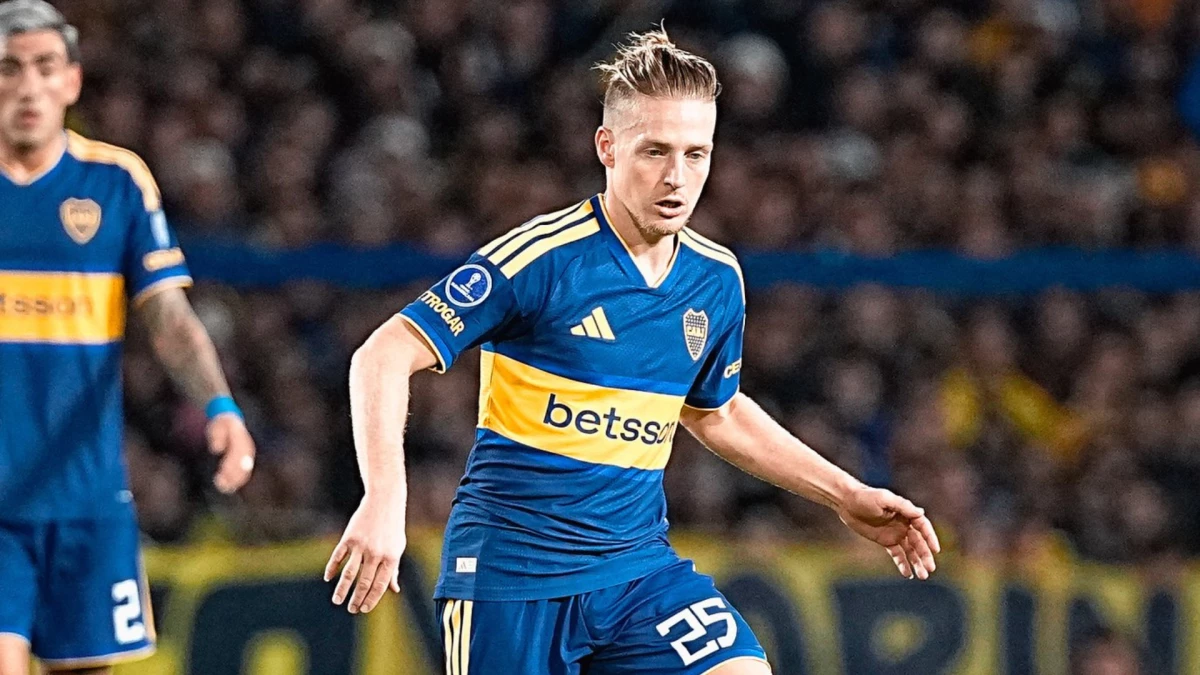 Foto de Boca Juniors (X). Ascacibar estuvo muy activo en la media cancha boquense.