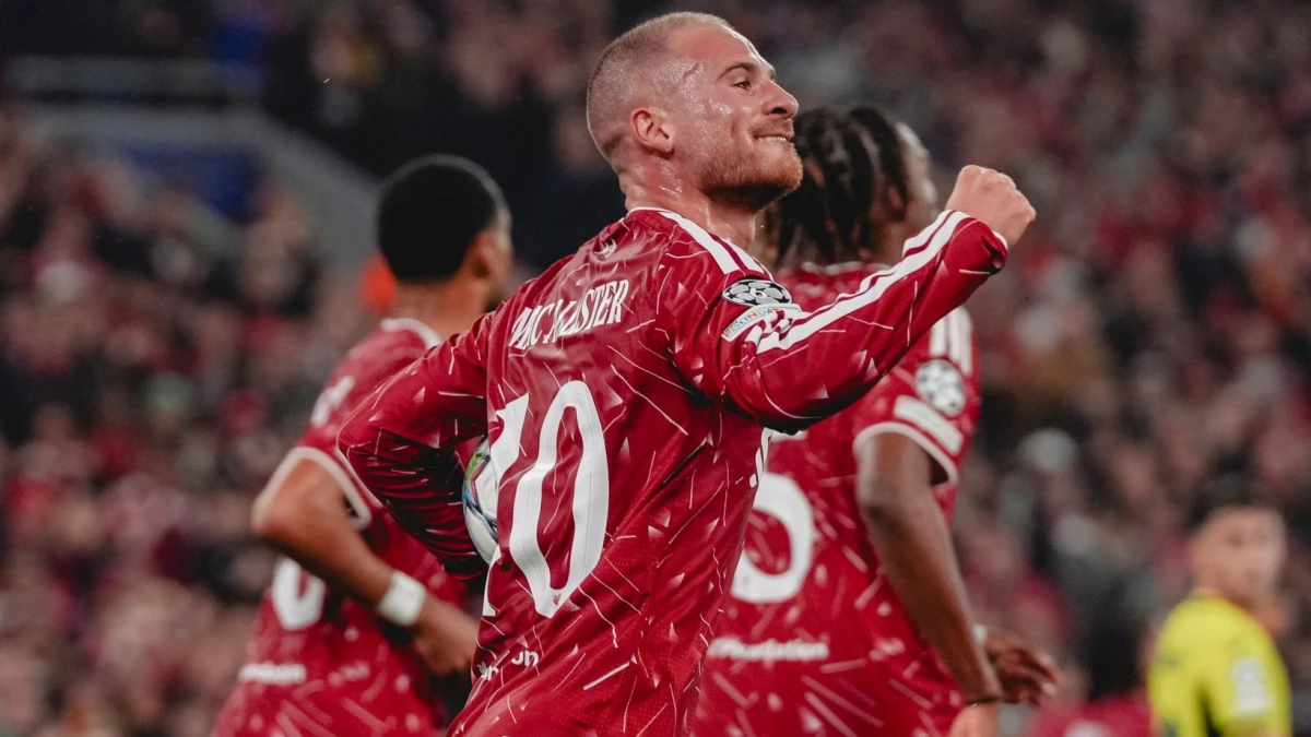 Doblete de Macca para Liverpool en Champions League. foto: @uefa.&nbsp;